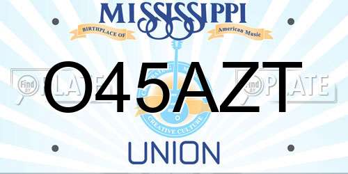 O45AZT Mississippi License Plate