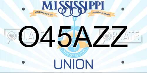 O45AZZ Mississippi License Plate