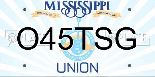 O45TSG Mississippi License Plate