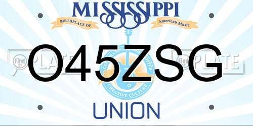 O45ZSG Mississippi License Plate