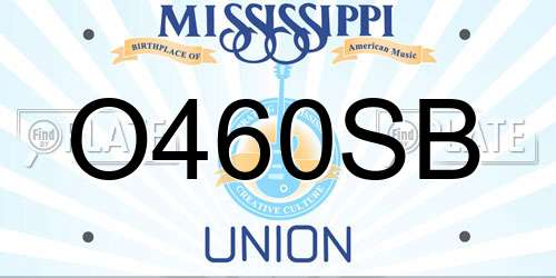 O460SB Mississippi License Plate