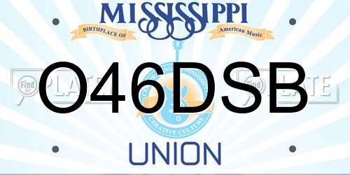 O46DSB Mississippi License Plate
