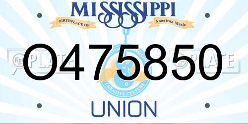 O475850 Mississippi License Plate