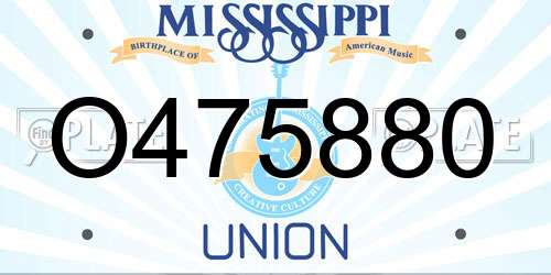 O475880 Mississippi License Plate