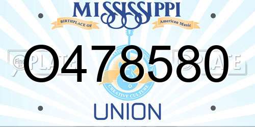 O478580 Mississippi License Plate