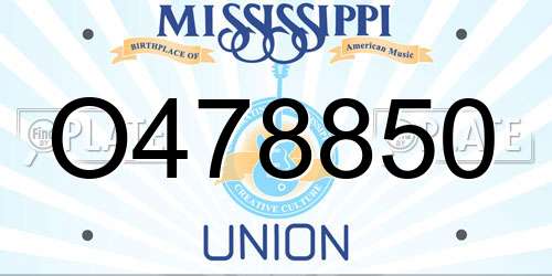 O478850 Mississippi License Plate