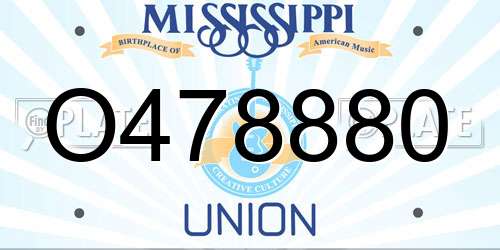 O478880 Mississippi License Plate