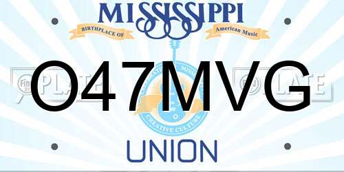 O47MVG Mississippi License Plate
