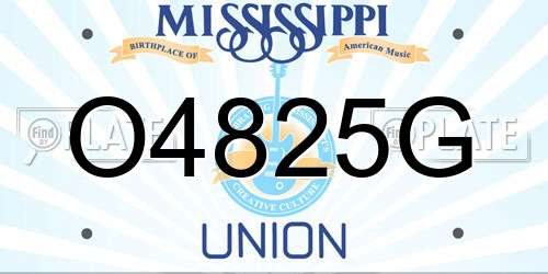 O4825G Mississippi License Plate