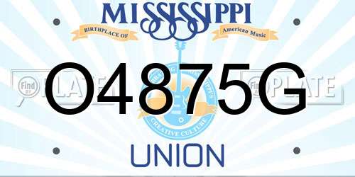 O4875G Mississippi License Plate
