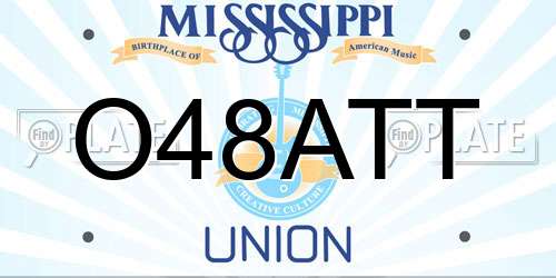 O48ATT Mississippi License Plate
