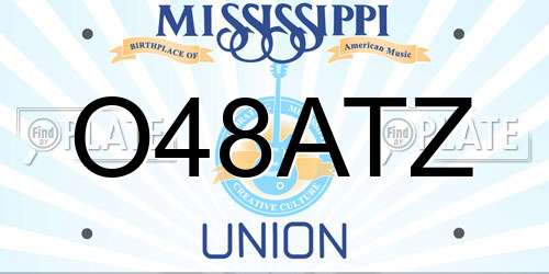 O48ATZ Mississippi License Plate