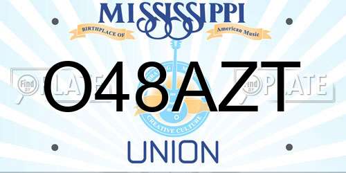 O48AZT Mississippi License Plate