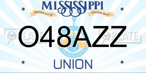 O48AZZ Mississippi License Plate