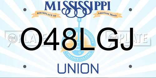 O48LGJ Mississippi License Plate