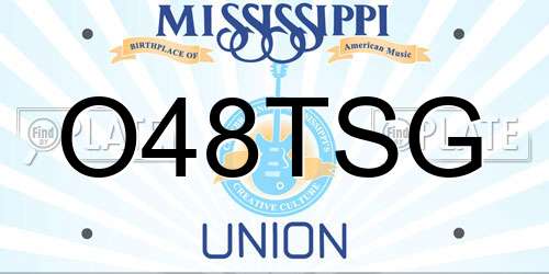O48TSG Mississippi License Plate