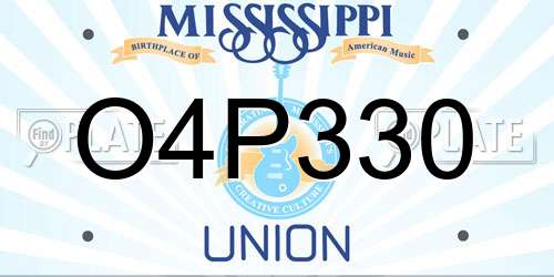 O4P330 Mississippi License Plate