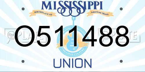 O511488 Mississippi License Plate