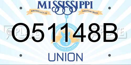 O51148B Mississippi License Plate
