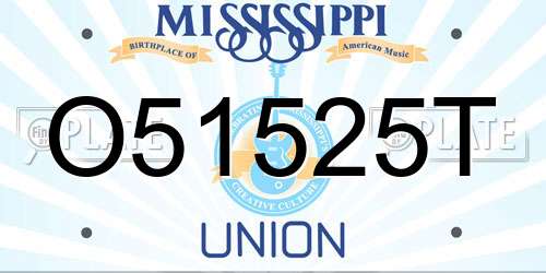 O51525T Mississippi License Plate