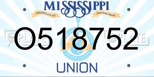 O518752 Mississippi License Plate