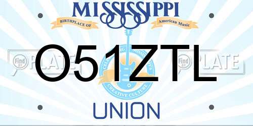 O51ZTL Mississippi License Plate