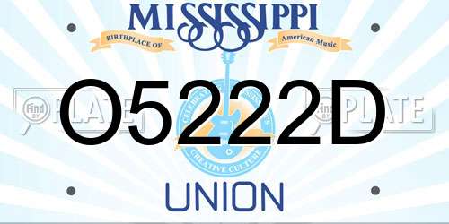 O5222D Mississippi License Plate
