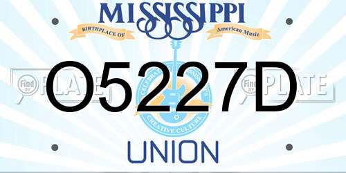 O5227D Mississippi License Plate