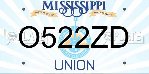 O522ZD Mississippi License Plate