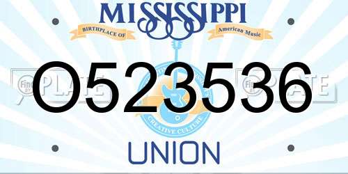 O523536 Mississippi License Plate