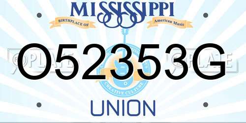 O52353G Mississippi License Plate