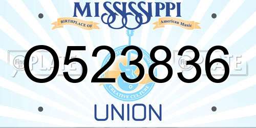 O523836 Mississippi License Plate