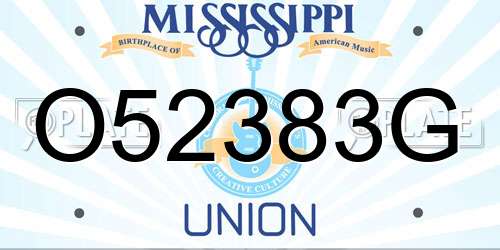 O52383G Mississippi License Plate