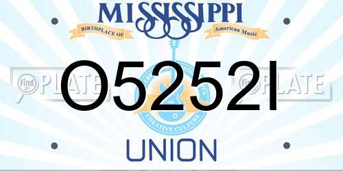 O5252I Mississippi License Plate