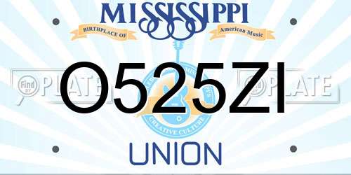 O525ZI Mississippi License Plate