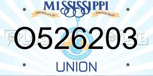 O526203 Mississippi License Plate