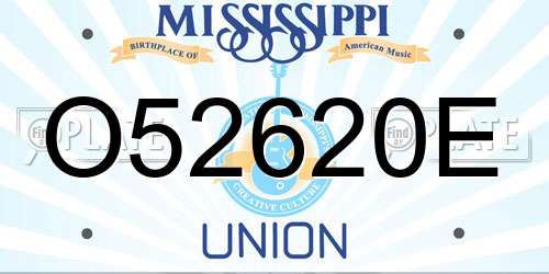 O52620E Mississippi License Plate