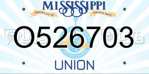 O526703 Mississippi License Plate
