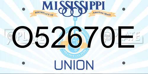 O52670E Mississippi License Plate