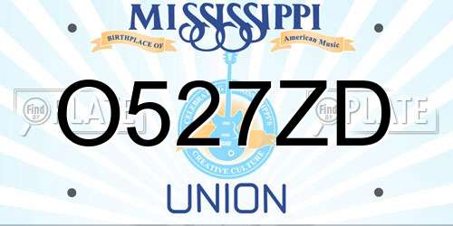 O527ZD Mississippi License Plate