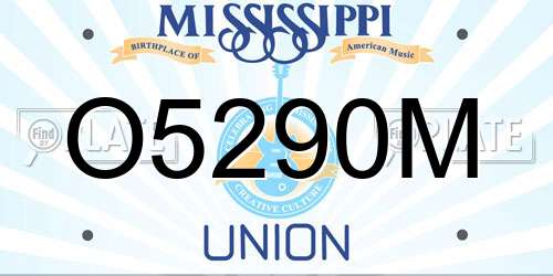O5290M Mississippi License Plate