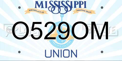 O529OM Mississippi License Plate