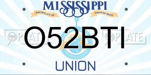 O52BTI Mississippi License Plate