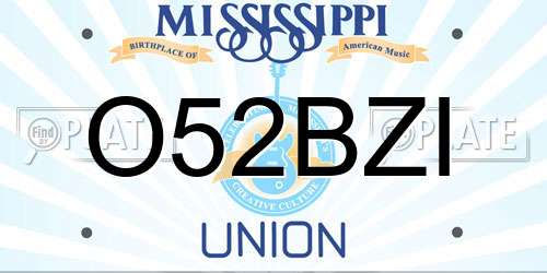O52BZI Mississippi License Plate