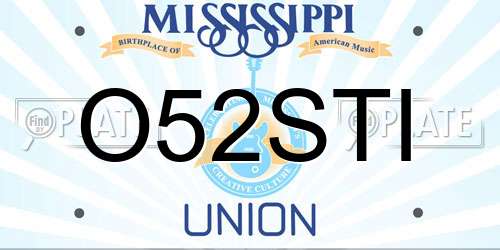 O52STI Mississippi License Plate