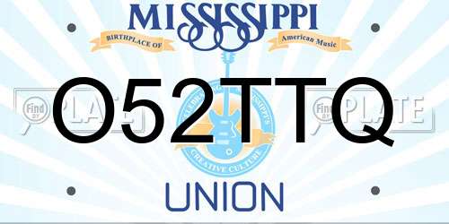 O52TTQ Mississippi License Plate