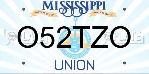 O52TZO Mississippi License Plate