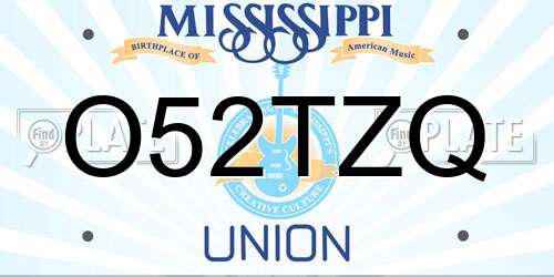 O52TZQ Mississippi License Plate