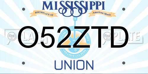 O52ZTD Mississippi License Plate