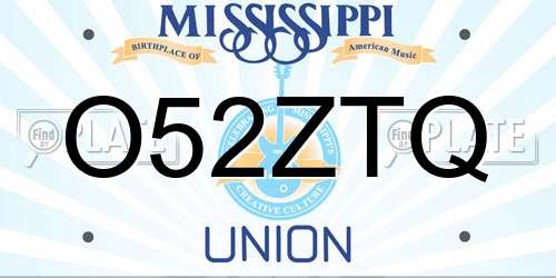 O52ZTQ Mississippi License Plate